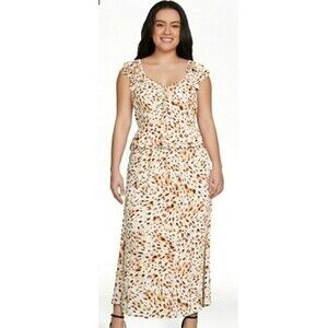 Sofia by Sofia Vergara Midi Maxi Dress Sweetheart Ruffle Neutrals Size XL NWT